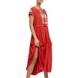 Free People Ticket to Paradise Embroidered Tiered Maxi Dress